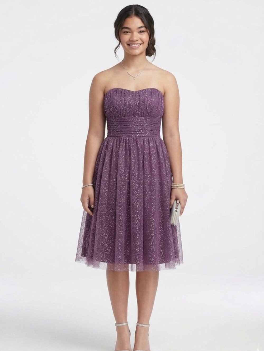 Laura Sparkly Purple Wedding Guest Dress